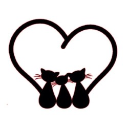 Stickers coeur 3 chats 90x75