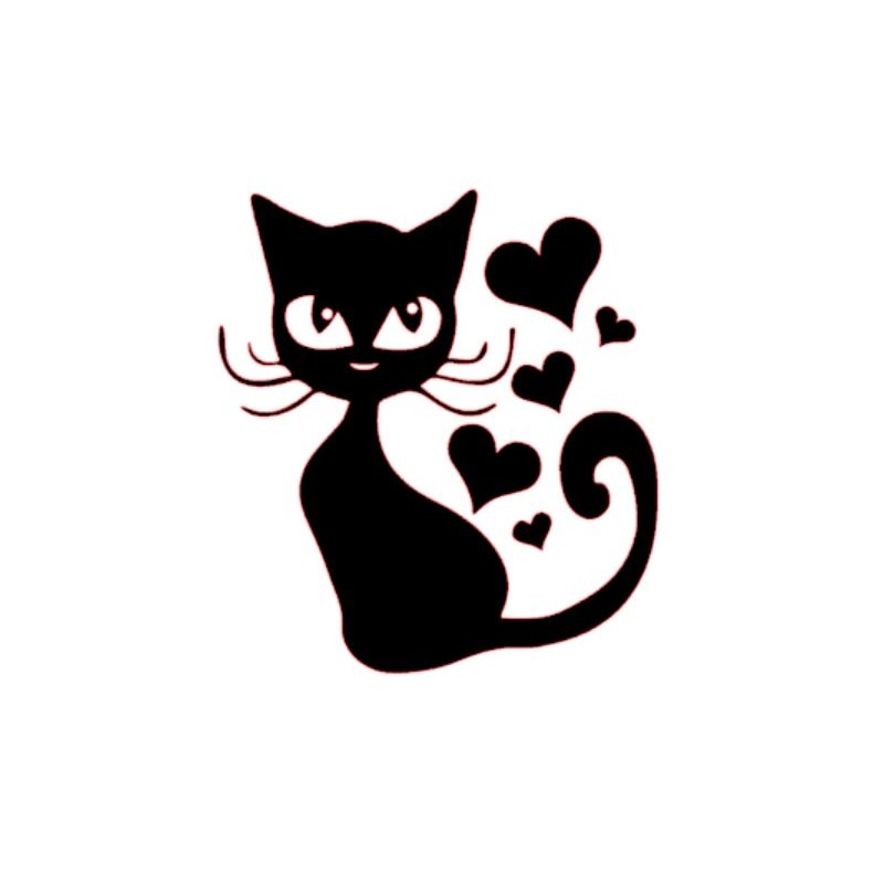 Stickers chat coeur 100x100