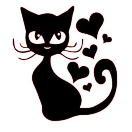 Stickers chat coeur 100x100